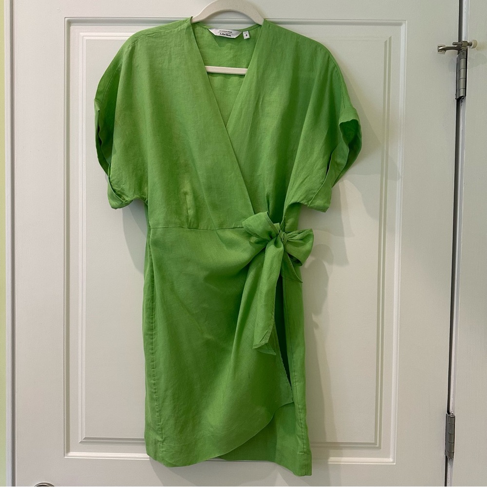 & Other Stories Green Linen Wrap Dress